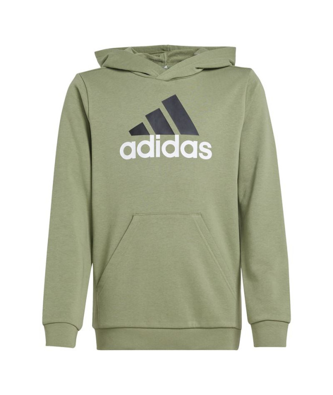 Moletom adidas Infantil Casaco com capuz de algodão com logótipo grande e 2 cores Essentials Verde