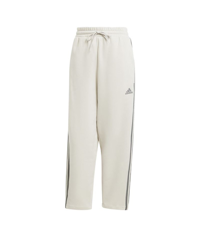 Calça adidas Mulher Velo com 3 riscas e bainha aberta Essentials Bege