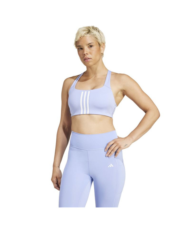 Brassiere de sport adidas Femme Powerimpact Medium Support 3-Stripes Bleu