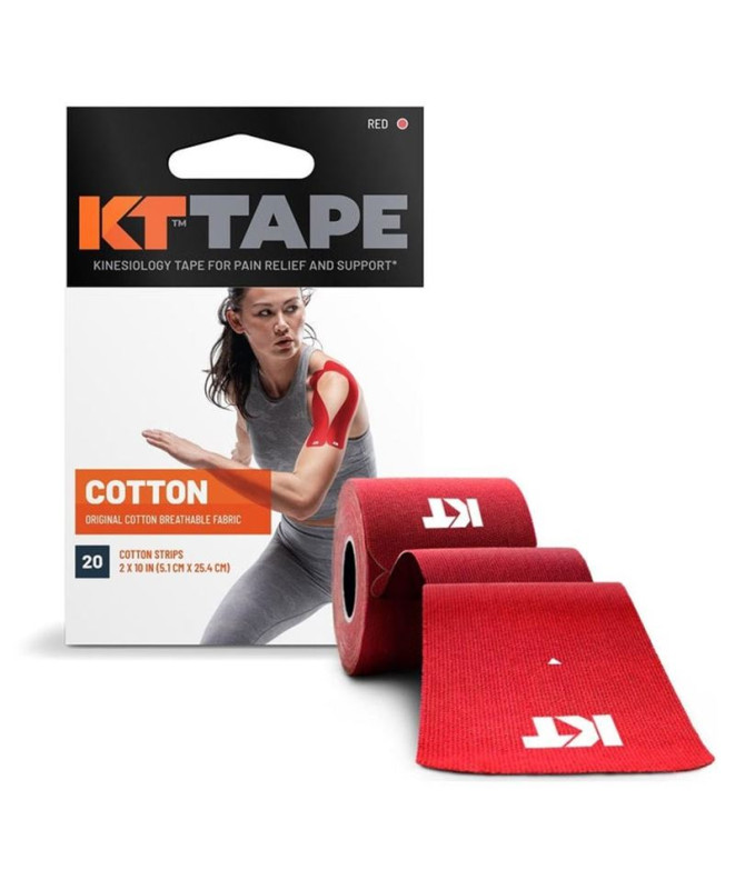 KT Tape Fita adesiva pré-cortada original (20 x 25 cm) 5 metros Vermelho