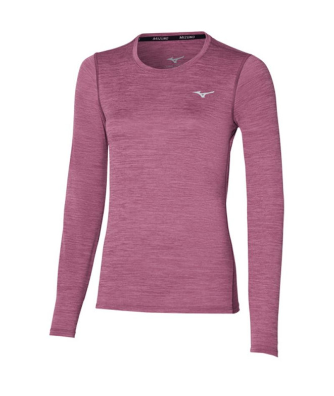 Camiseta Fitness Mizuno Mulher por Impulse Core Ls Tee Plum Purple