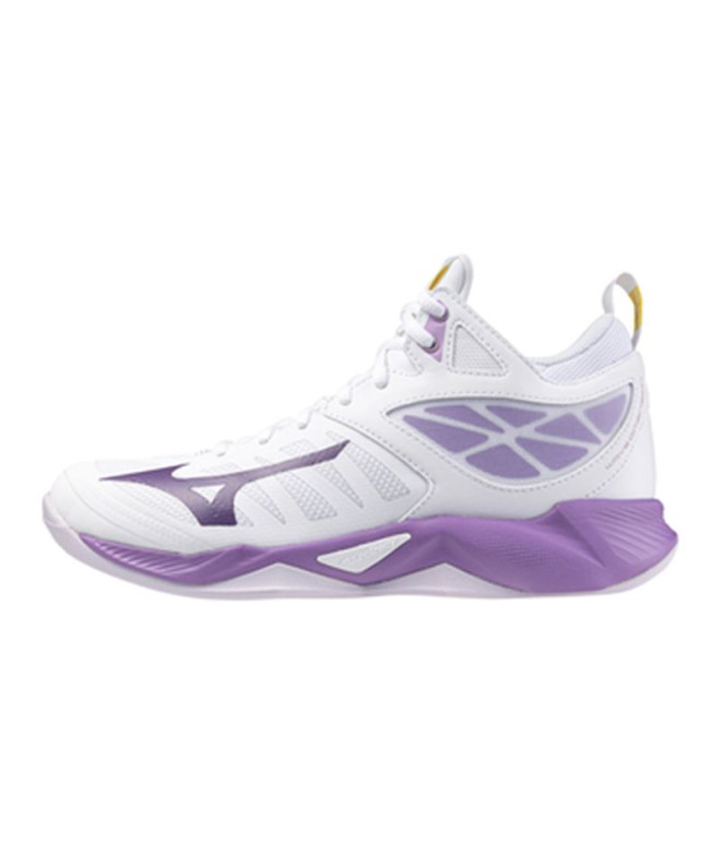 Chaussures Volley-ball Mizuno Femme de Wave Dimension Mid White