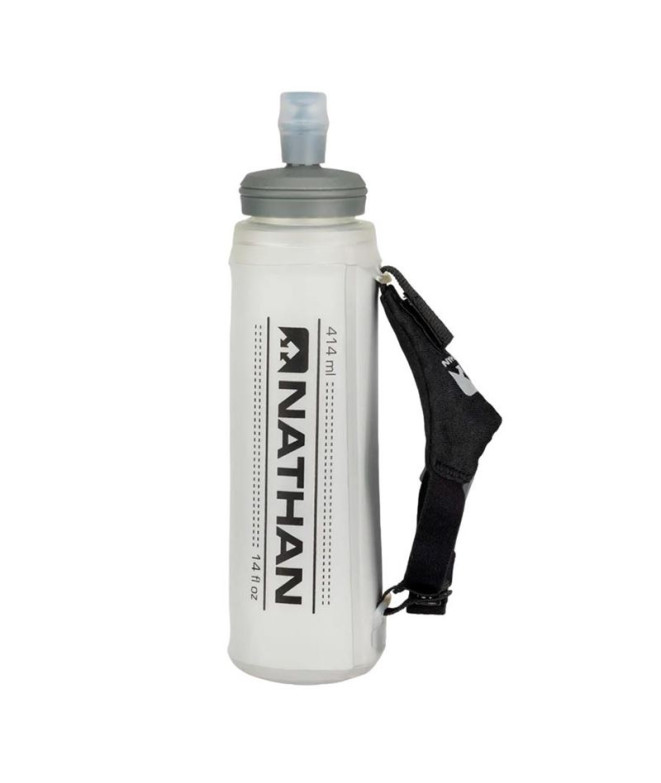 Garrafa Running de Nathan ExoShot Preto/Prata refletor 420 ml