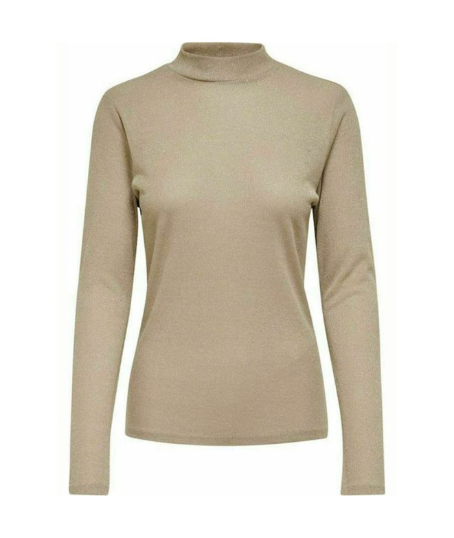 Camiseta Only diana Lurex Frosted Almond Mulher