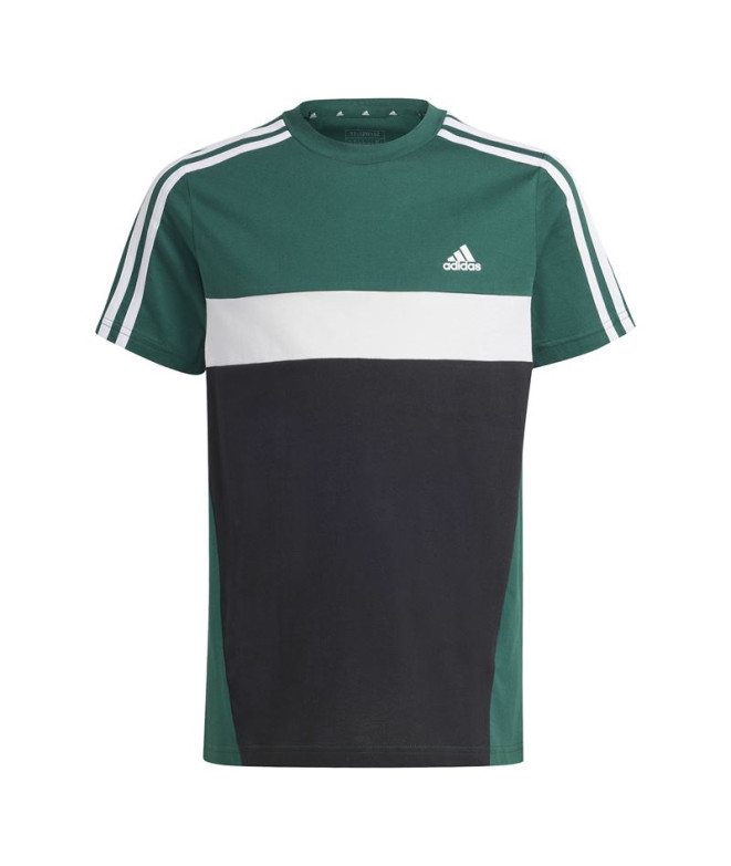 Camiseta adidas Tiberio 3 Bandas Colorblock Infantil Verde Oscuro