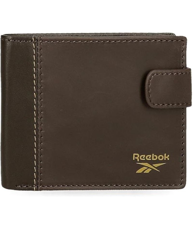 Portefeuille Reebok Division brune horizontale avec fermeture par clic