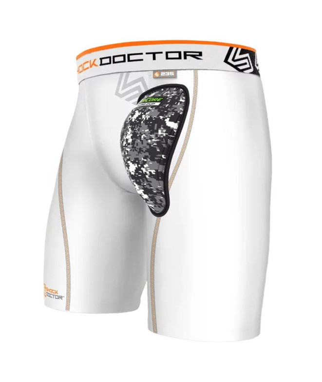 Calça Coquilha Homem Almofadas de compressão Shock Doctor AirCore com Dura White