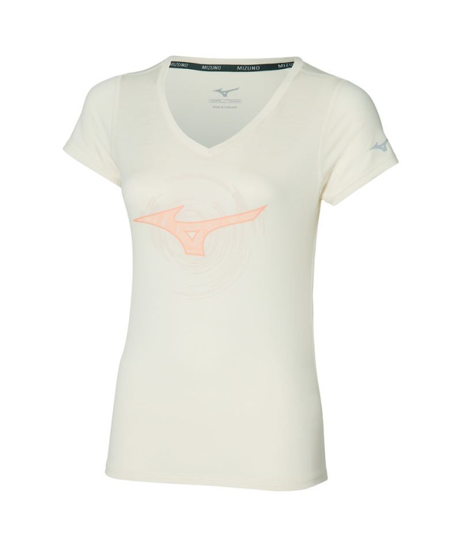 Camiseta Fitness Mizuno Mulher de Impulse Core Rb Tee Broken White