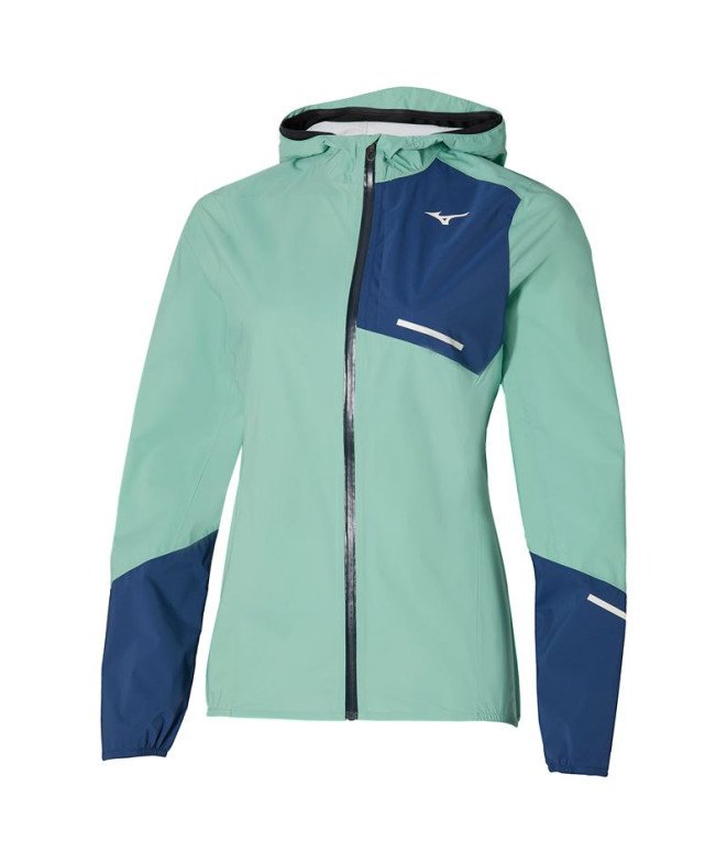 Chaqueta de Trail Mizuno Waterproof 20K Er Jacket Mujer Verde Jade
