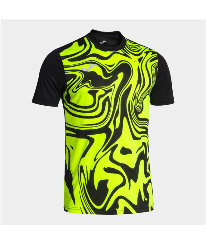 Camiseta Futebol Joma Homem de Lion II Preto Amarelo Fluor