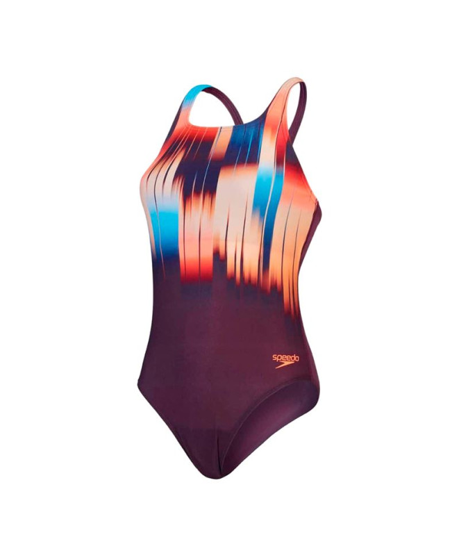 Maillot de bain Natation Speedo Femme de Medalist violet/rouge imprimé numériquement