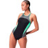 Fato de banho Natação Speedo Mulher de Gola alta Splice Cross Back Preto/Verde