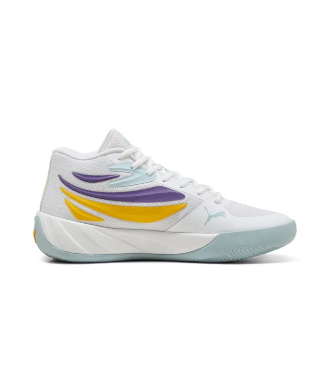 Chaussures Basket-ball Court de Puma Pro White-Yellow Sizzle-Team Violet