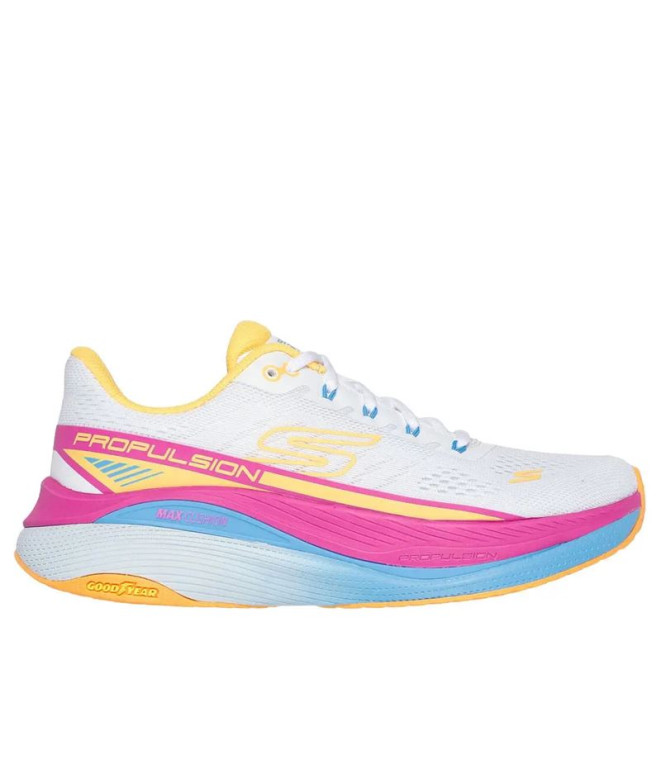 Chaussures Running Skechers De Max Cushioning Propulsion Blanc/Orange Femme