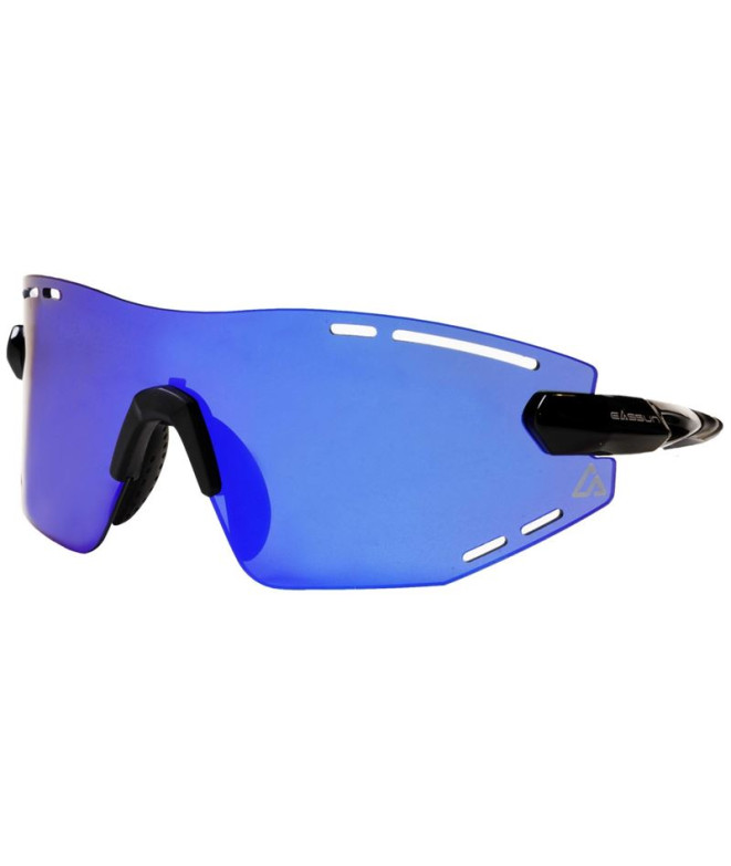 Lunettes de soleil running de Easun Armour Monture noire brillante/bleue revo