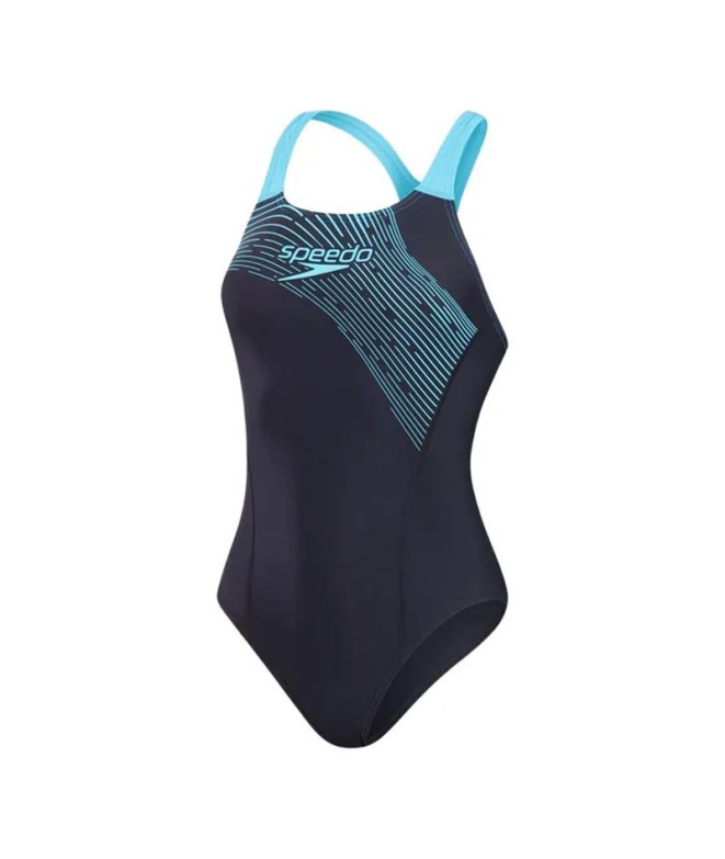 Fato de banho Natação Speedo Mulher de Medley Logo 1Pc Marinha/Azul