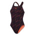 Fato de banho Natação Speedo Mulher de Hyperboom Allover Medalist Preto/Púrpura/Vermelho