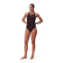 Fato de banho Natação Speedo Mulher de Hyperboom Allover Medalist Preto/Púrpura/Vermelho