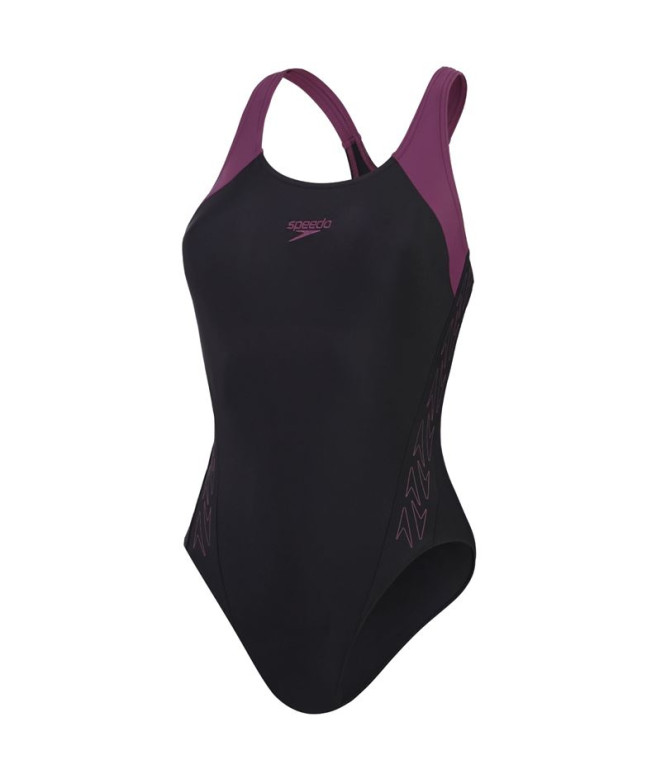 Fato de banho Natação Speedo Mulher de Hyperboom Splice Racerback Preto/Púrpura