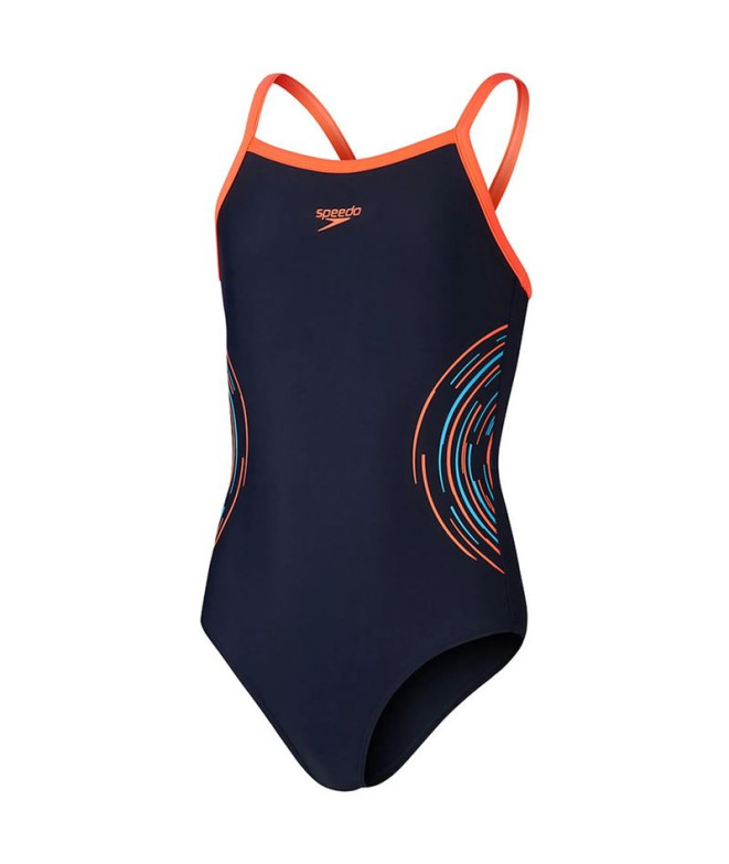 Bañador de Natación Speedo Niña Plastisol Placement Thinstrap Muscleback Marino