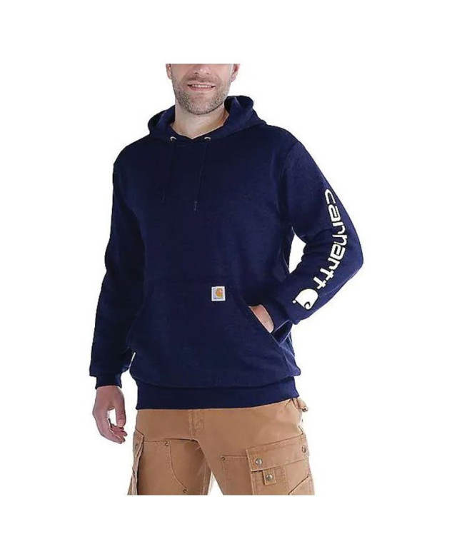 Moletom Homem Carhartt Sleeve Logo Hooded New Blue