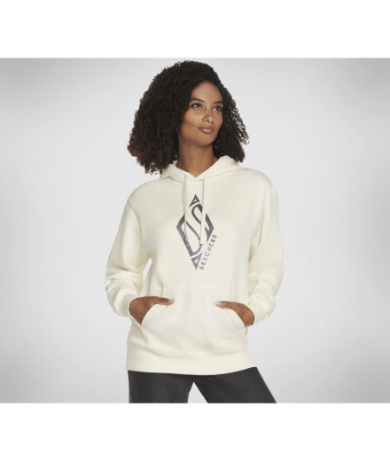 Sudadera Skechers Sweats Diamond Shine Hoodie Mujer Blanco