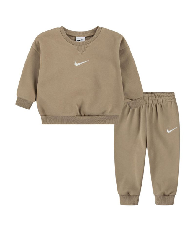 Conjunto Nike Essential Fleece Crew Set Infantil Hemp