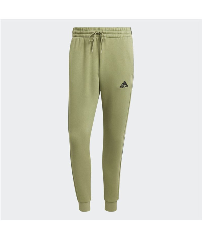 Calça adidas Homem Essentials Fleece Tapered Cuff 3-Stripes Verde