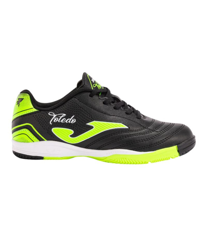 Chaussures de Football sala Joma Toledo 2491 Noir Fluor Vert Intérieur Enfant