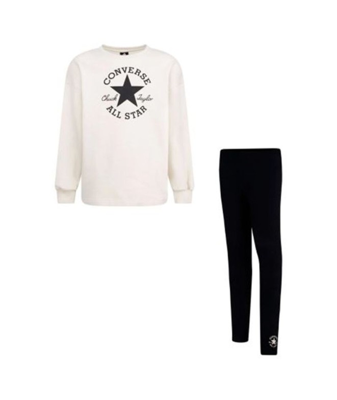 Chándal Converse Crewneckegging Niña Beige/Negro