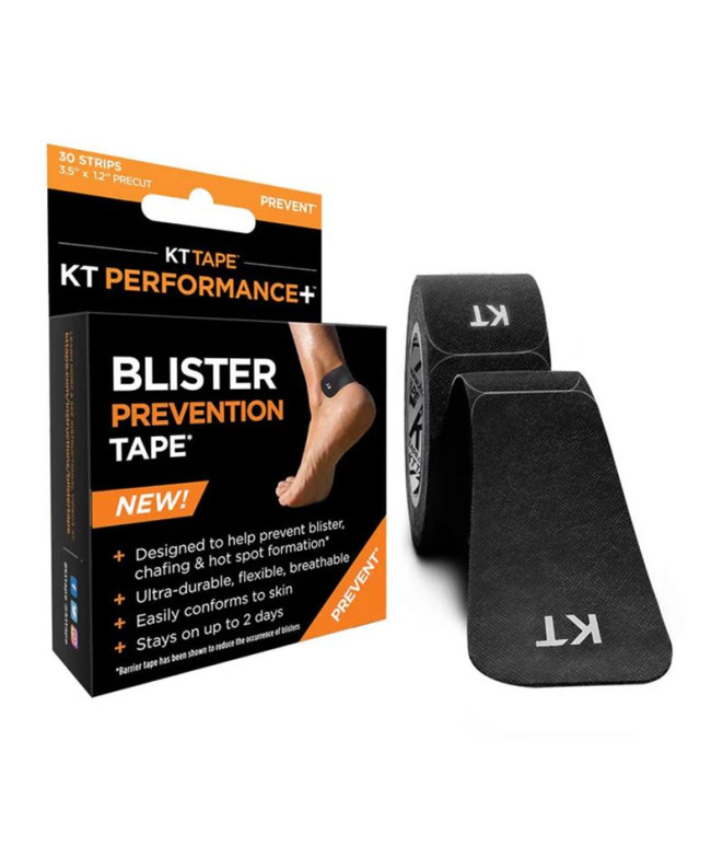 KT Tape Fita adesiva para prevenção de bolhas pré-cortada (30 x 9 cm) Preta