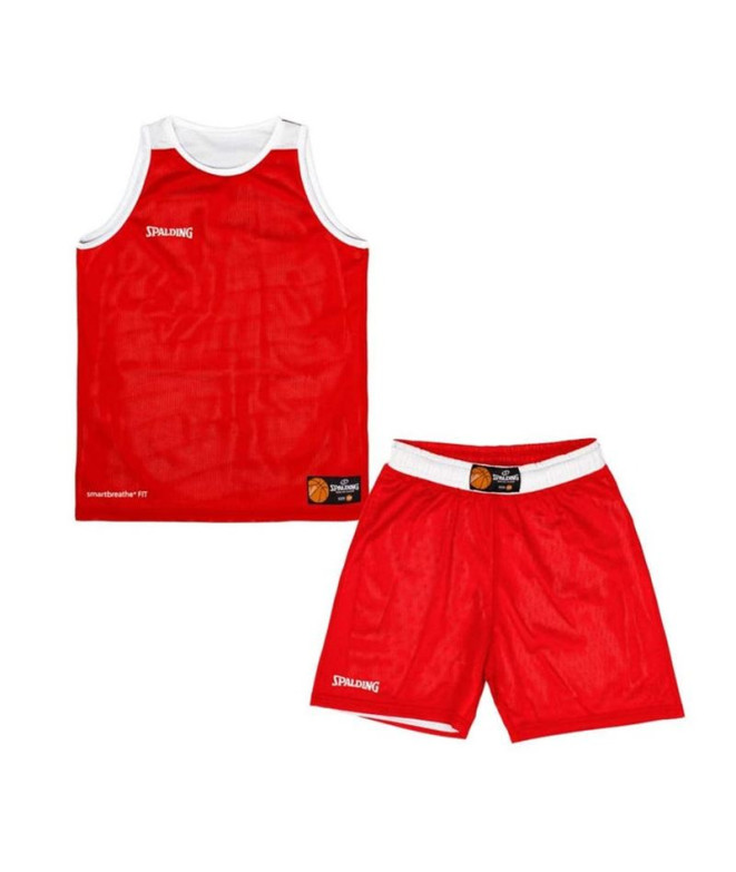 Conjunto Basquetebol Spalding Infantil de Double Face Vermelho/Branco