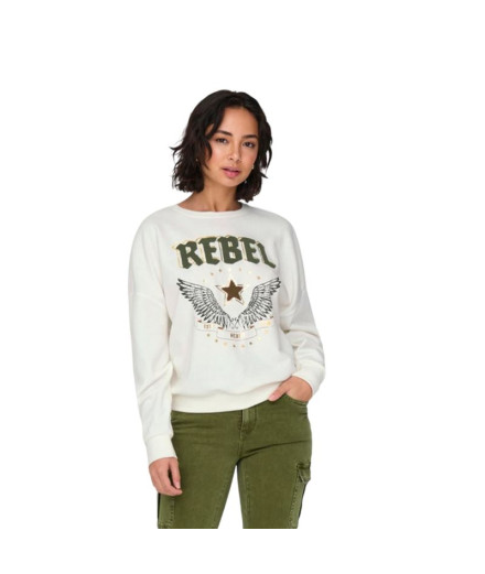 Sudadera Only Onllayla L/S Wings O-Neck Cloud Dancer Mujer