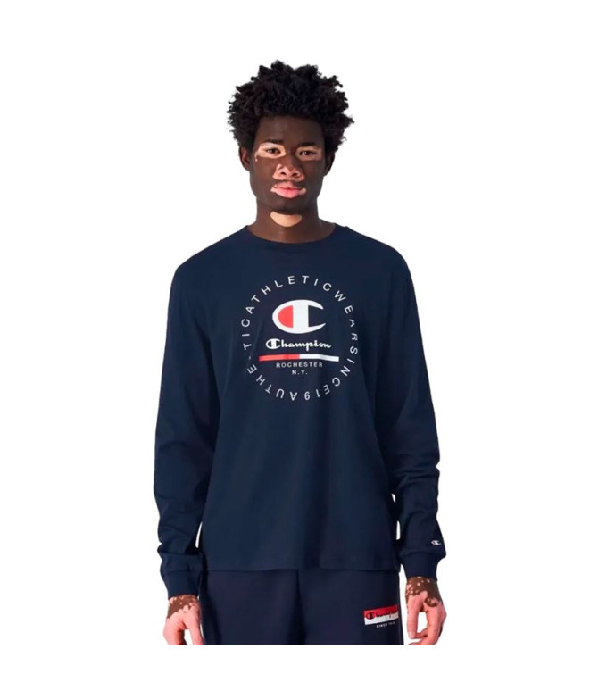 Camiseta Champion Long Sleeve Crewneck Hombre Azul