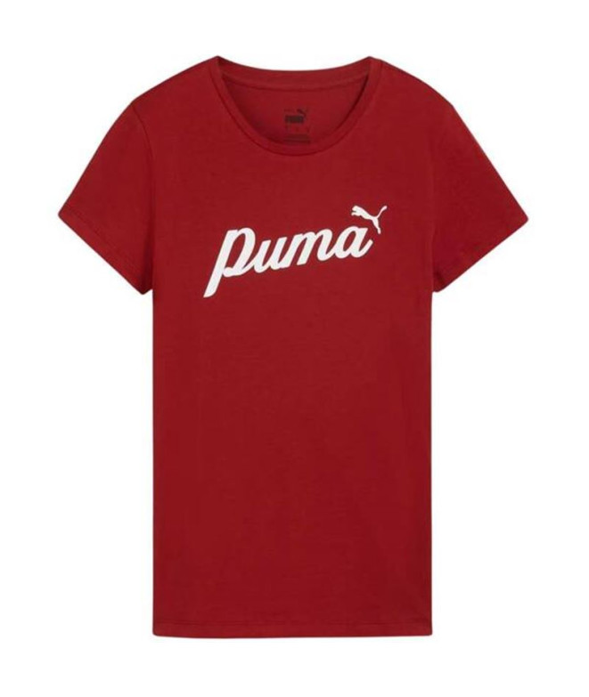 Camiseta Casual Mulher por Puma Essentials+ Script Vinotinto