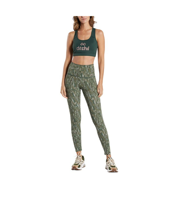 Mallas de Fitness Ditchil Vibrant Mujer Verde Flores
