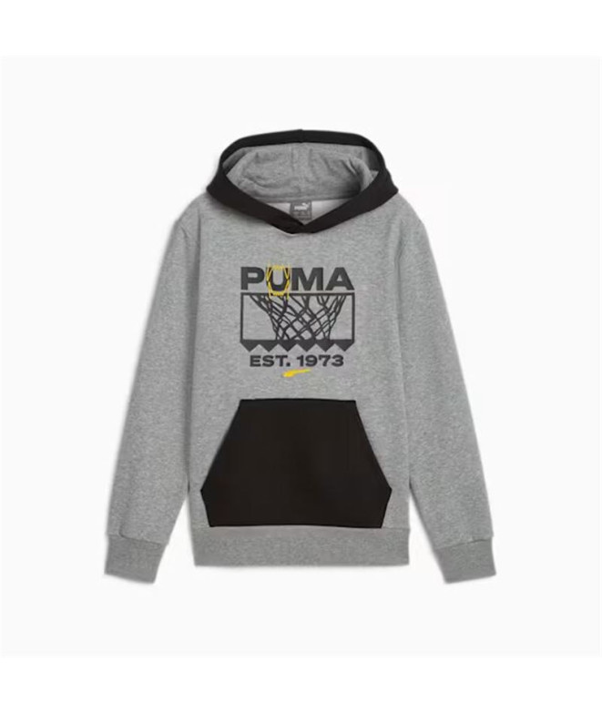 Moletom Basquetebol Menino by Puma Basketball Winning Medium Grey