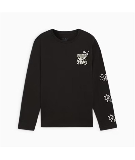 Camiseta Menino Puma Essentials+ Mid 90S Ls Preto