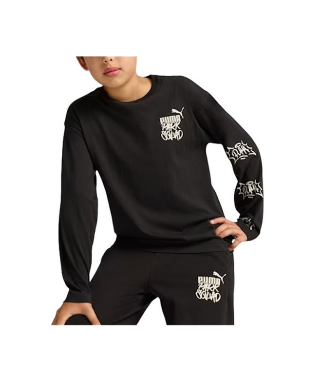Camiseta Menino Puma Essentials+ Mid 90S Ls Preto