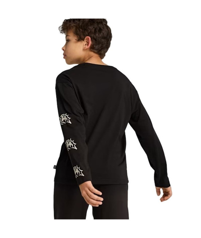 Camiseta Menino Puma Essentials+ Mid 90S Ls Preto