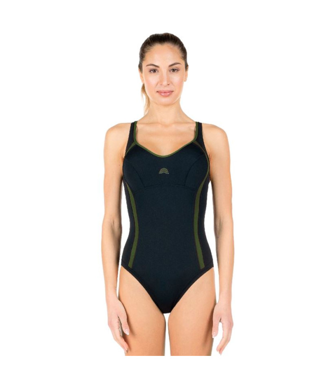 Bañador de Natación Aquarapida Costume Intero Negro Mujer