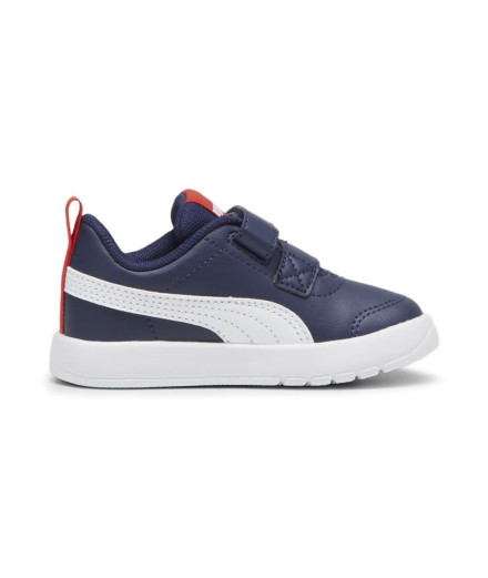 Chaussures Puma Courtflex V3 V Enfant Marine Blanc Rouge 2
