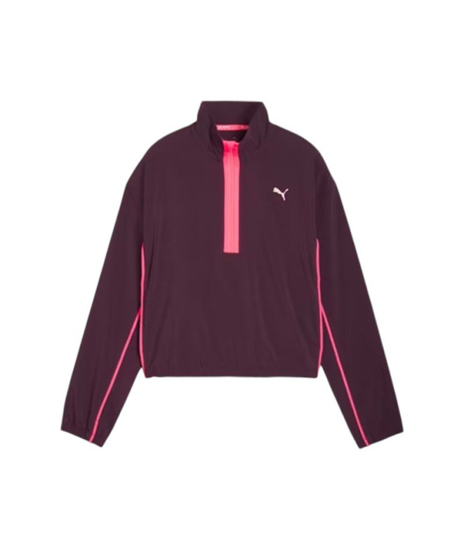 Camiseta Running de Puma Run For Her Fashion Woven 1/2 Zip Mulher