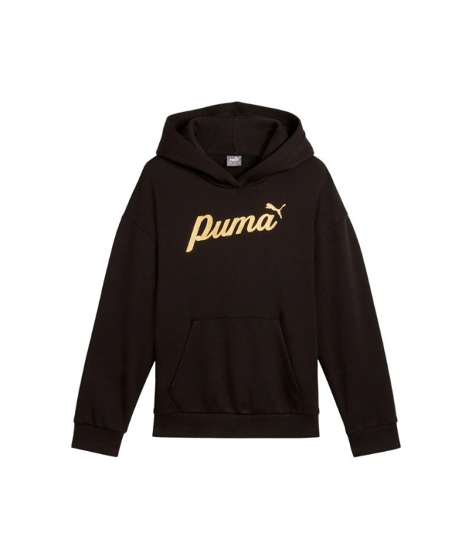 Sudadera Casual Puma Essentials+ Script Metallic Hoodie Fl G Niña Negro