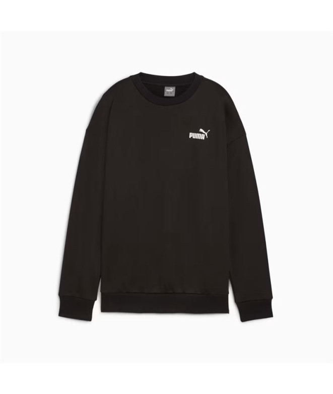 Sudadera Puma Essentials+ Relaxed Small Logo Crew Fl Mujer Negro