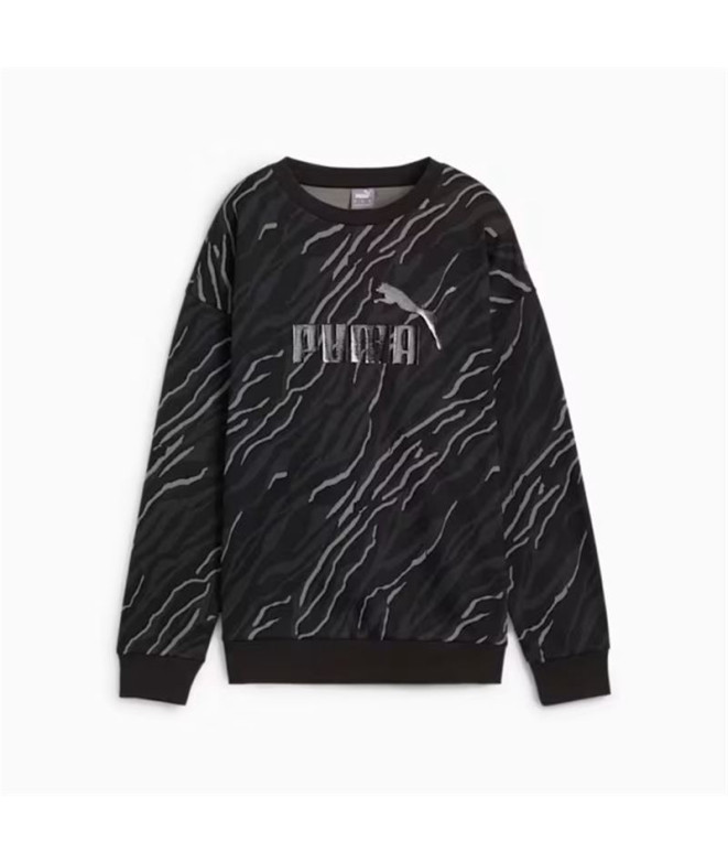 Sudadera Puma Essentials+ Animal Aop Crew Fl Mujer Negro