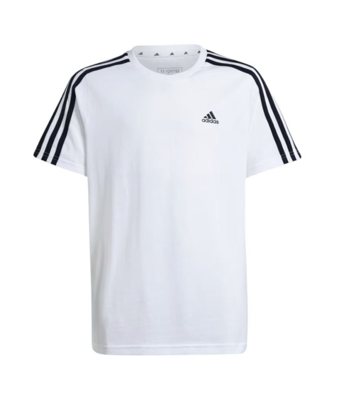 Camiseta adidas Menina Essentials 3-Stripes Cotton Loose Fit Branco/Preto