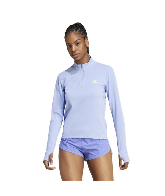 Camiseta de Running adidas Adizero Running 1 4 Zip Long Sleeve Mujer Azul