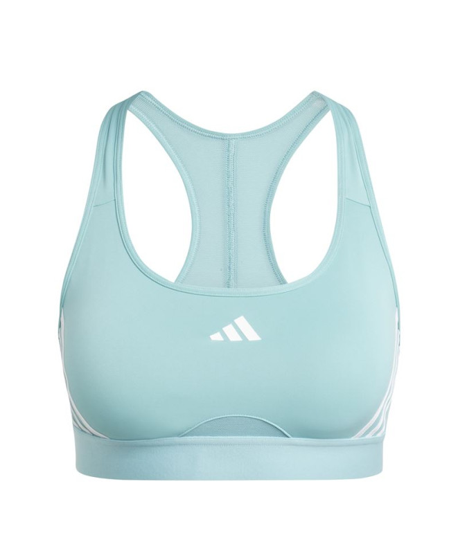 Brassiere de sport Fitness adidas Femme de Powerreact Train 3Stipes Bleu