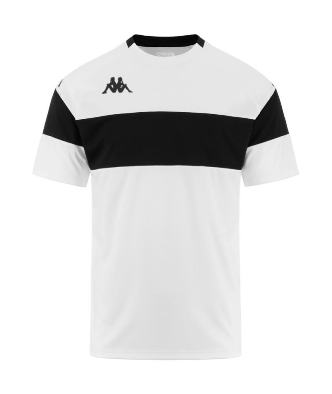 Camiseta Futebol Kappa Homem de Dareto Branco Preto